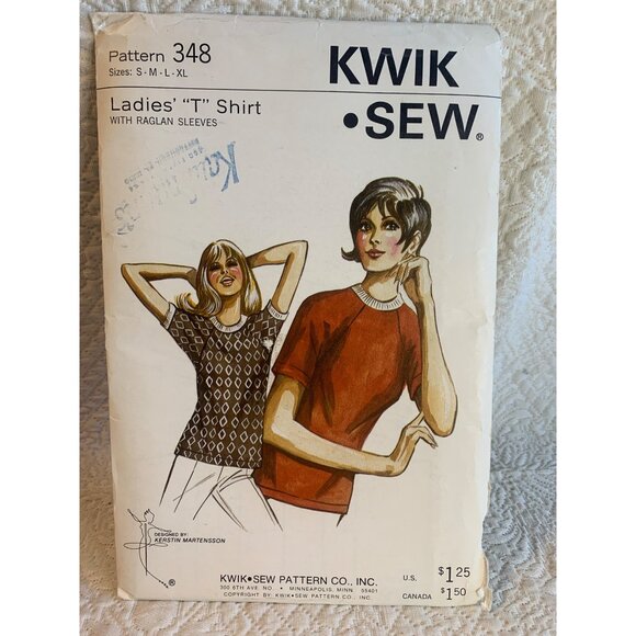 Kwik Sew Misses T Shirt Sewing Pattern sz S M L XL 348 - uncut - Picture 9 of 10